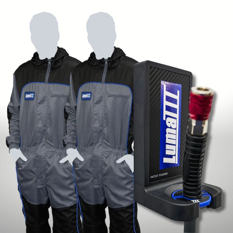 Luma III Black & Grey Spray Suits plus Air Hose Hang system bundle.