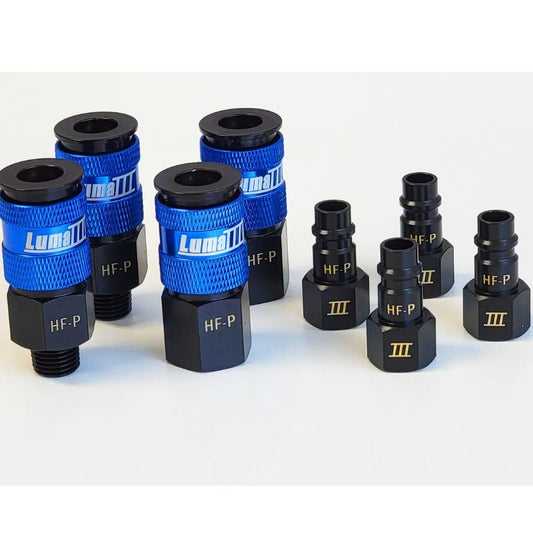 High flow paint fittings. Available in 8 piece and 4 piece sets